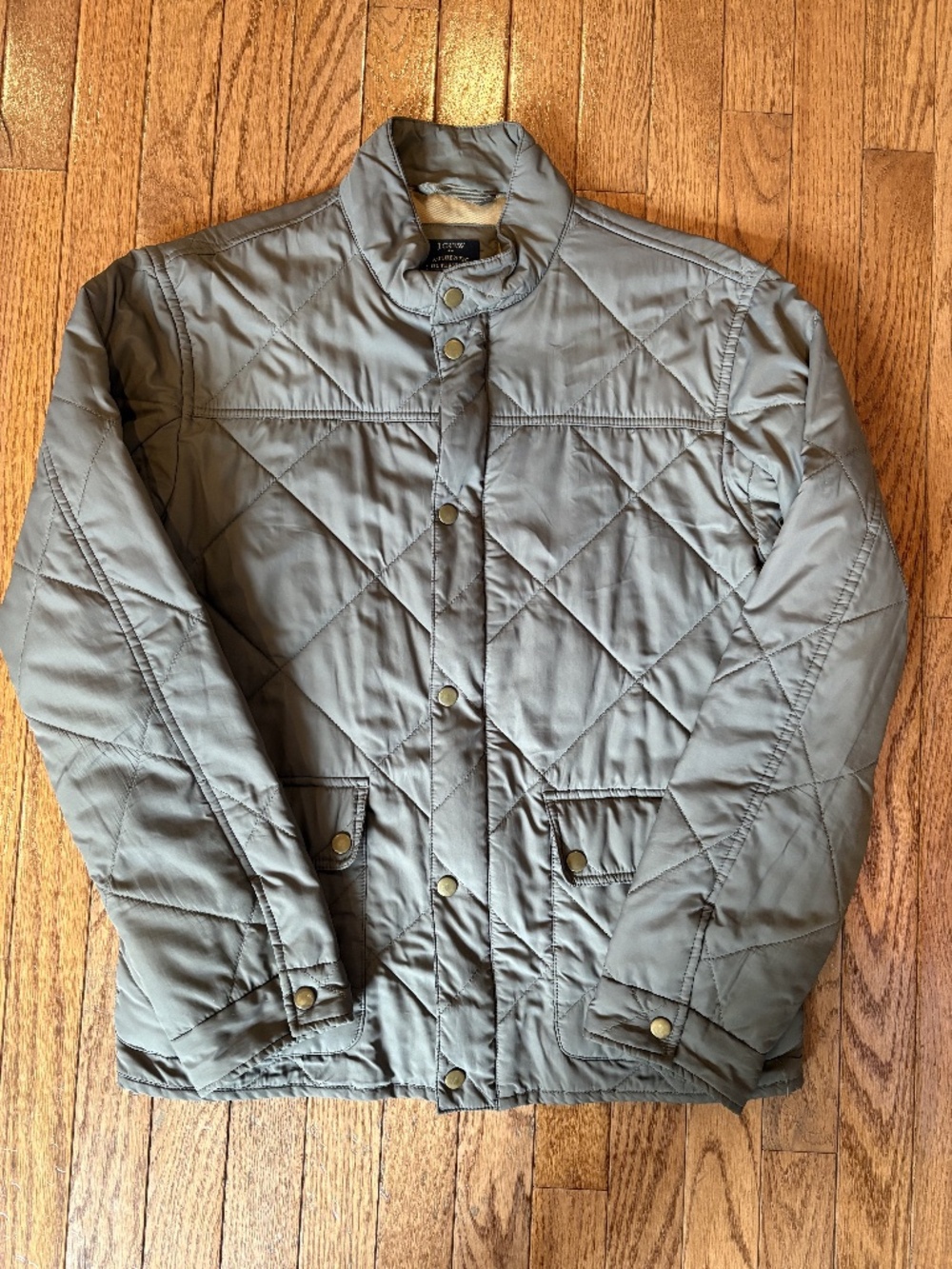 J.Crew Authentic Outerwear Olive Quilted Snap Front Jacket M